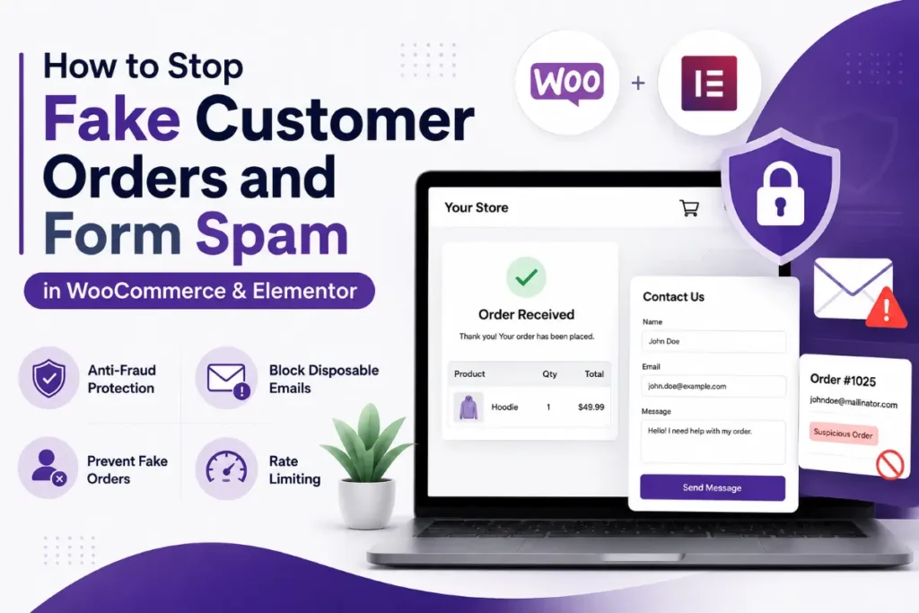 how to stop fake customer orders and form spam in woocommerce & elementor