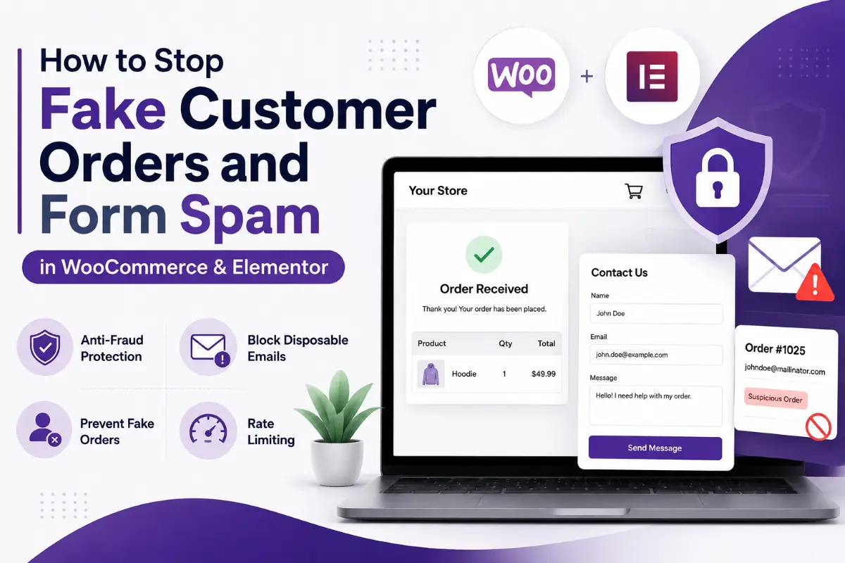 how to stop fake customer orders and form spam in woocommerce & elementor